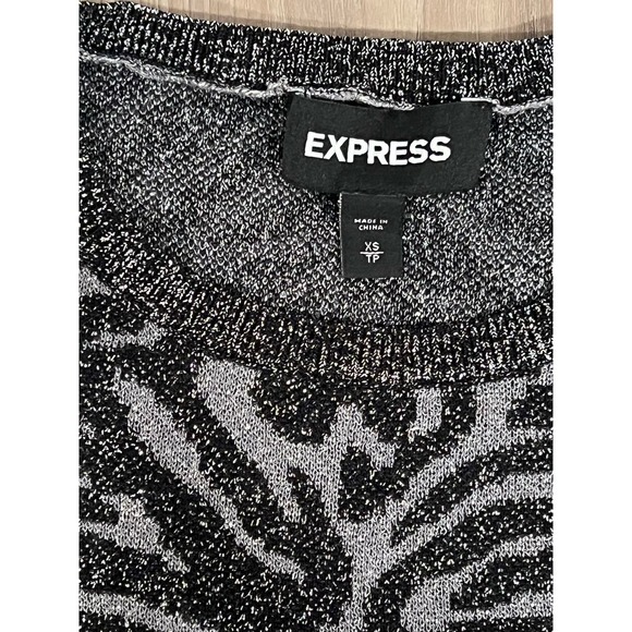 Express, Black and Gray, Glitter, Puff Shoulder Sweater, Sz‎ XS, 682-D - Picture 3 of 3